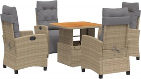 vidaXL Set mobilier de grădină cu perne, 5 piese, bej, poliratan