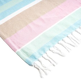 Prosop Fouta Stripes pink cu franjuri, 90 x 170 cm