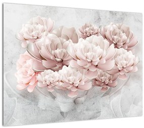 Tablou - Flori roz pe perete (70x50 cm)