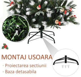 HOMCOM Brad de Craciun cu zapada, decoratiune de craciun, brad verde, brad artificial 109x109x180cm | Aosom Romania