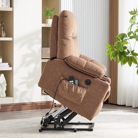 Fotoliu lift cu două motoare, cu încărcător USB și Type-C, masaj în 8 puncte și funcție de încălzire Calvera