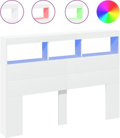 vidaXL Tăblie cu dulap și LED, alb, 140x17x102 cm