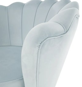 Fotoliu în stil Art-deco, catifea Velvet gri-albastru/crom auriu, NOBLIN