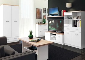 Dulap cu oglindă 2D1S/60, alb / stejar Sonoma, TOPTY TYP 37
