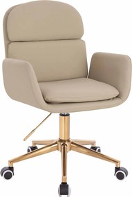 HR480K Scaun Crem  Piele Ecologica Premium Soft cu Bază Aurie