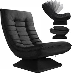 Șezlong ABERDEEN, 87x60x105cm, negru Casaria