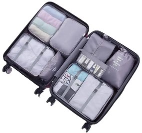 Set organizator pentru bagaje, 8 piese, gri