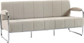 HOMCOM Canapea 3 Locuri Tapițată cu Chenille și Cusături Duble, Canapea Modernă cu Brațe și Picioare din Oțel, pentru Living, Birou și Dormitor, 174x75x76 cm, Bej | Aosom Romania