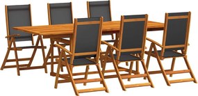vidaXL Set mobilier de grădină, 7 piese, lemn masiv acacia/textilenă