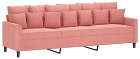 348898 vidaXL Canapea cu 3 locuri, roz, 210 cm, catifea