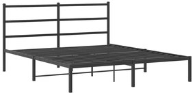 Cadru de pat metalic cu tablie, negru, 160x200 cm