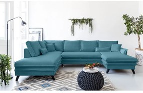 Canapea extensibilă în formă de „U” cu șezlong pe partea stângă Miuform Charming Charlie, turcoaz