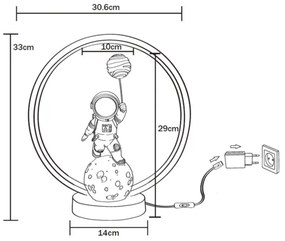 Lampă LED de masă Zuma Line EX04F307U-1 ASTRONAUT LED/4W/5V negru