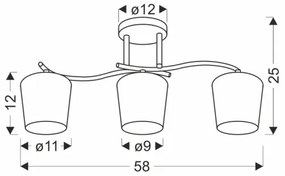 Lustră pe tijă ESNYR 3xE27/40W/230V negru/alb