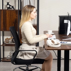 Scaun de birou HOMCOM, Scaun rotativ, Scaun de birou reglabil, cu role, Negru | Aosom Romania
