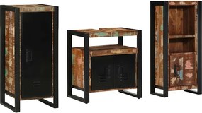 vidaXL Set de mobilier pentru baie cu raft 3 pcs Lemn recuperat masiv