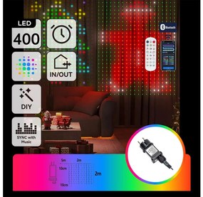 Aigostar - Ghirlandă LED decorativă RGBY, 400 LED, 15 W, 230 V, 2 x 2 m, IP44 + telecomandă