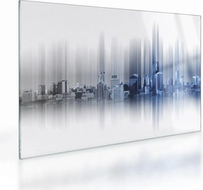 Tablou pe sticlă - Panorama orașului, albastru-gri (70x50 cm)
