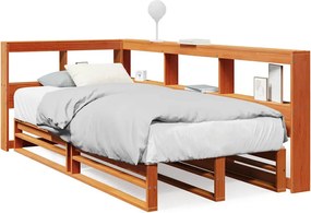 vidaXL Pat bibliotecă fără saltea maro ceruit 75x190 cm lemn masiv pin