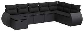 3325631 vidaXL Set mobilier de grădină cu perne, 8 piese, negru, poliratan