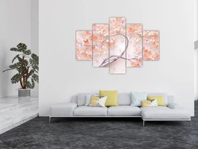 Tablou florilor de pom din coral - abstract (150x105 cm)