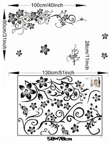 Sticker perete Black Flower Decor 6