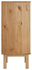 Comoda cu sertar, maro si gri, 46x39,5x90 cm, lemn masiv de pin maro si alb