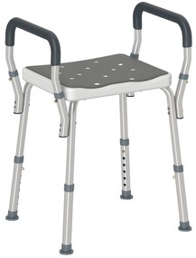 HOMCOM Taburet de duș pentru persoane în vârstă și cu handicap cu brațe, înălțime reglabilă, tampoane antialunecare, gri | Aosom Romania