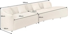 Canapea semicirculara XXL, Tesatura Boucle, Bej, ATELIER L 330cm, A-46548 VC