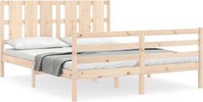 vidaXL Cadru de pat cu tăblie, king size, lemn masiv