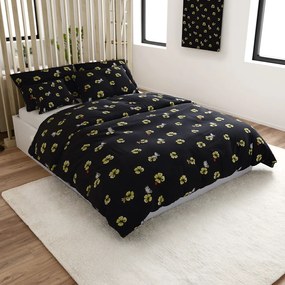 Lenjerie de pat din microfibra FOUR LEAF CLOVER negru Dimensiune lenjerie de pat: 2 buc 70 x 90 cm | 200 x 220 cm