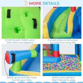 Outsunny Castel Gonflabil 5-în-1 pentru Copii, cu Sac Transport, 3-8 Ani, 3,9x3x2m, Multicolor | Aosom Romania