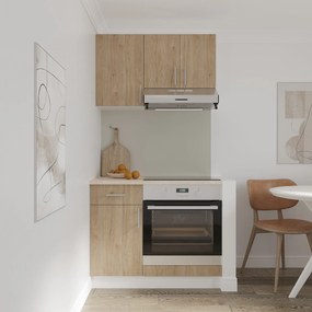 Set haaus V1, Lemn Natural/Alb, Blat Thermo 28 mm, L 100 cm