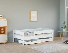 Pat pentru copii cu barieră, alb, 70x140, MIX