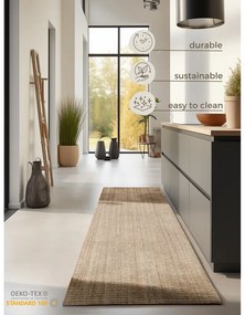 Covor tip traversă în culoare naturală din iută 80x200 cm Bouclé – Hanse Home