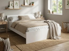 Pat ELISA 140 x 200 cm, alba Saltele: Fara saltea, Somiera pat: Cu lamele drepte