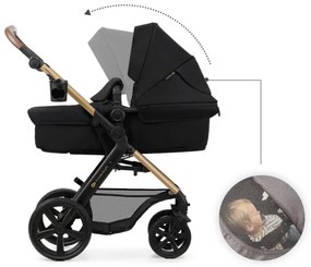 Cărucior de copii combinat 3 în 1 KINDERKRAFT MOOV 2 Pure black + scaun auto MINK PRO
