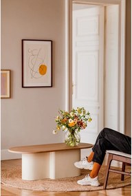 Măsuță de cafea bej cu blat cu aspect de lemn de stejar 50x115 cm Looi – noo.ma