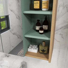 kleankin Set de mobilier pentru baie cu rafturi reglabile 2 sertare design scandinav verde | Aosom Romania