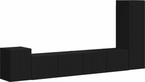 vidaXL Set comodă TV Pe perete 3 pcs Negru Lemn compozit
