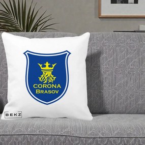 Perna Personalizata Corona Brasov Fotbal, 40x40 cm, Alba Mata, Husa Detasabila, Perna Inclusa, BEKZ®