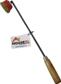 Perie pentru gratar premium HouseXL™ Grill Brush, Cu cap de bormasina, Lungime 50 cm, Diametru 8 cm, Maner din lemn, Produsa in Romania, Natur
