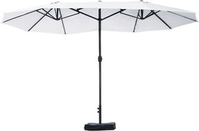 Outsunny Umbrelă Dublă cu 12 Spițe, Bază în Cruce și Manivelă, din Oțel și Poliester, 455x265x238 cm, Bej | Aosom Romania