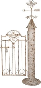 Poarta decorativa de gradina, alb, din metal, aspect vintage, Abeille