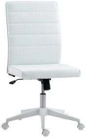 HOMCOM Scaun de Birou Ergonomic și Reglabil cu Spătar Curbat, din Piele PU și Oțel, 58x53x97-107 cm, Alb | Aosom Romania