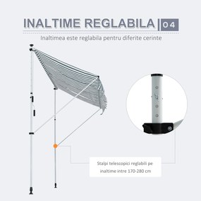 Outsunny Copertina cu Mecanism Telescopic din Metal, Protecție UV, Poliester, 300x150 cm | Aosom Romania