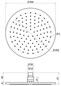 Pălărie de duș, FIMA Carlo Frattini, Wellness, diametru 25 cm, negru mat, F2621/2NS