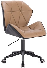 HR212K SCAUN NEGRU ȘI CARAMEL cu Bază Neagră