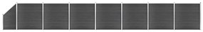Set de panouri de gard, negru, 1311x(105-186) cm, WPC 1, Negru, 7 sectiuni + 1 sectiune inclinata