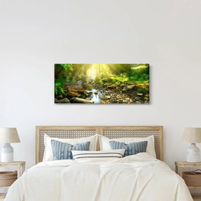 Tablou cu râul în pădurea verde (120x50 cm)